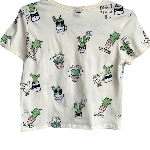 Vibe N’ Happy Cactus Southwestern Desert Cropped Graphic T-Shirt Small NWT - Picture 3 of 15